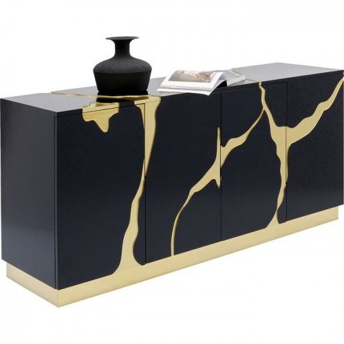 Aparador negro y dorado 165cm CRACKED