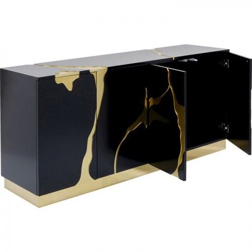 Aparador negro y dorado 165cm CRACKED
