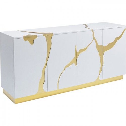 Aparador blanco y dorado 165cm CRACKED