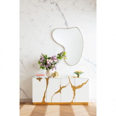 Aparador blanco y dorado 165cm CRACKED 2