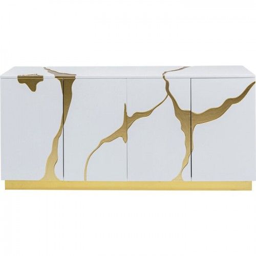 Aparador blanco y dorado 165cm CRACKED