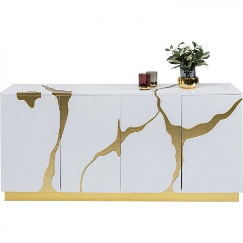 Aparador blanco y dorado 165cm CRACKED