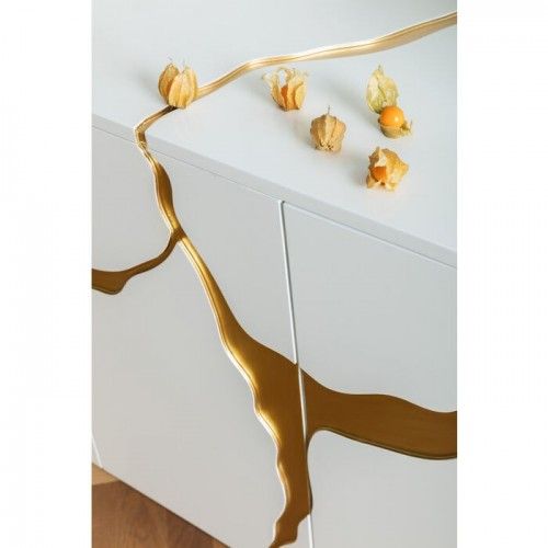 Aparador blanco y dorado 165cm CRACKED