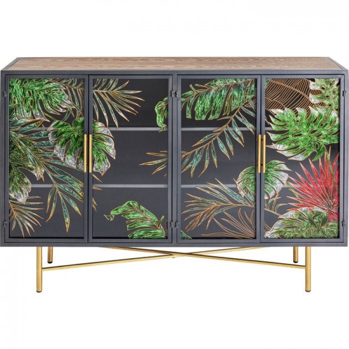 Buffet JUNGLE noir feuillage tropical 135 cm KARE Design — produit entier sur fond clair
