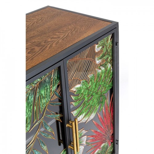 Sideboard JUNGLE black tropical foliage 135 cm KARE Design — tabletop detail