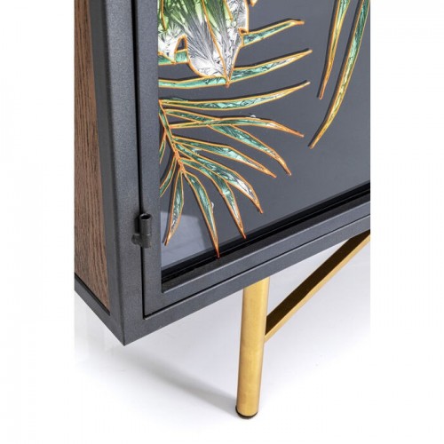 Aparador JUNGLE negro follaje tropical 135 cm KARE Design — motivo colorido cercano