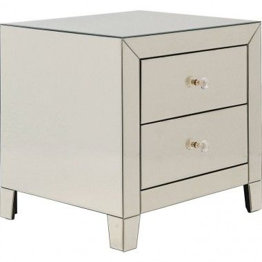 Comodino LUXURY champagne specchiato due cassetti KARE Design — vista frontale