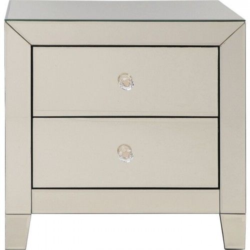 Table de chevet LUXURY champagne miroir deux tiroirs KARE Design — produit entier sur fond clair