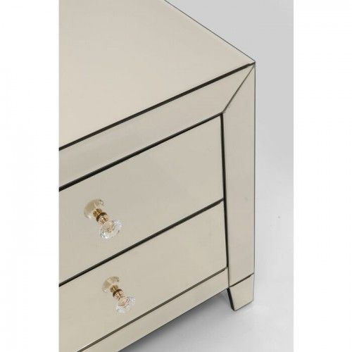 Comodino LUXURY champagne specchiato due cassetti KARE Design — dettaglio del frontale specchiato