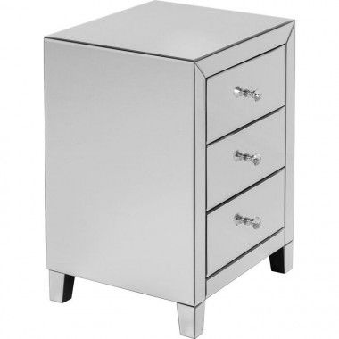 Silver bedside table with 3 drawers LUXURY