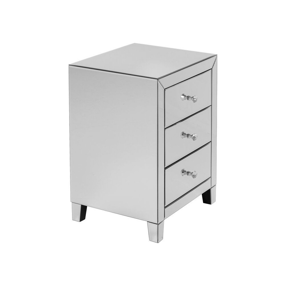 Silver bedside table with 3 drawers LUXURY