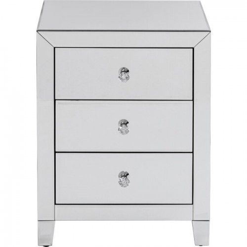 Silver bedside table with 3 drawers LUXURY
