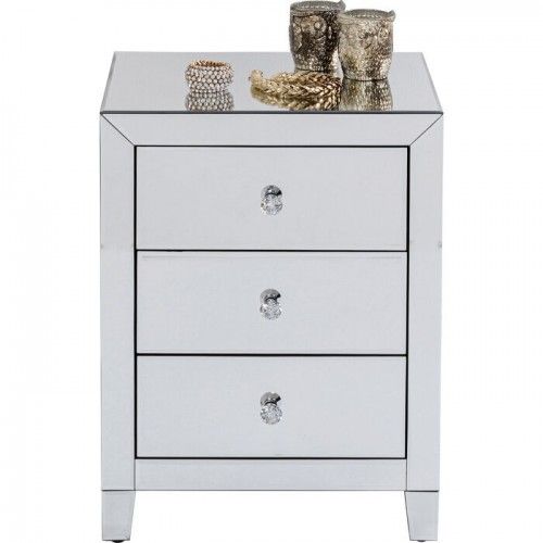 Comodino argento con 3 cassetti LUXURY