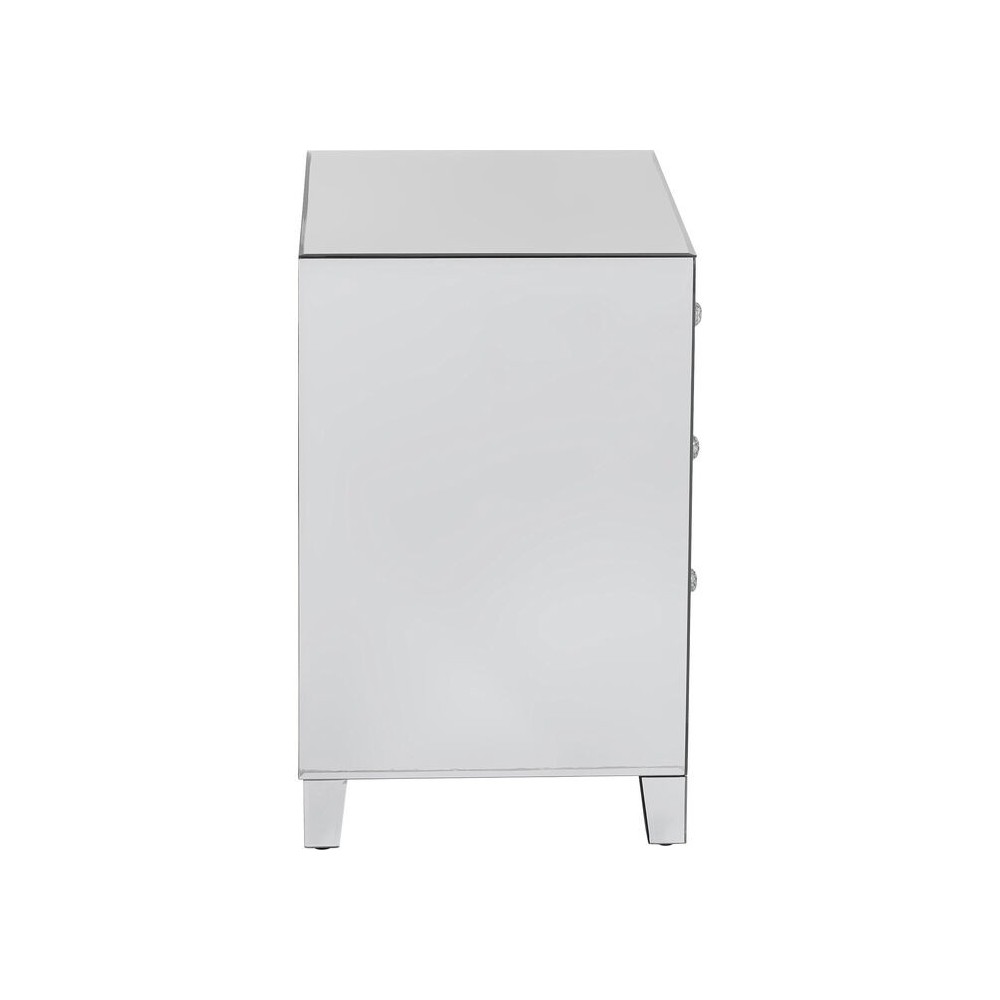 Silver bedside table with 3 drawers LUXURY