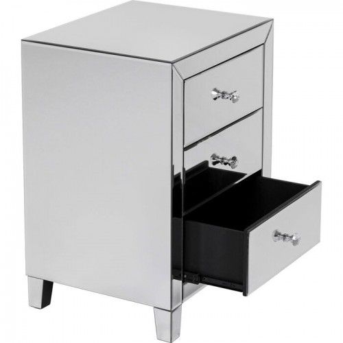 Silver bedside table with 3 drawers LUXURY
