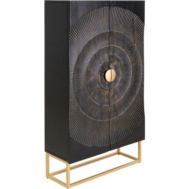 Armário decorativo MADEIRA preta relevo circular 140 cm KARE Design — vista frontal