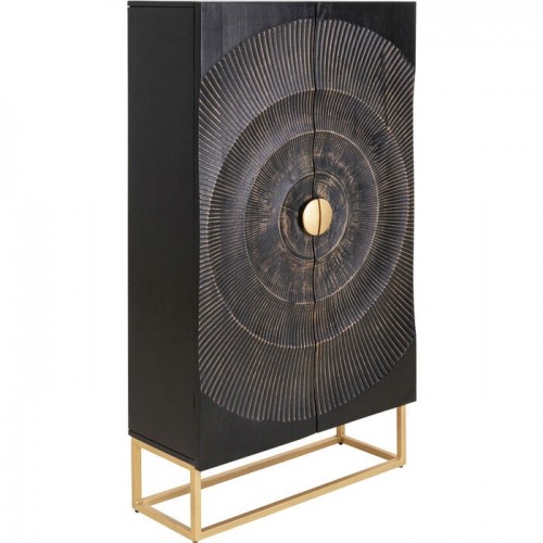 Armário decorativo MADEIRA preta relevo circular 140 cm KARE Design — vista frontal