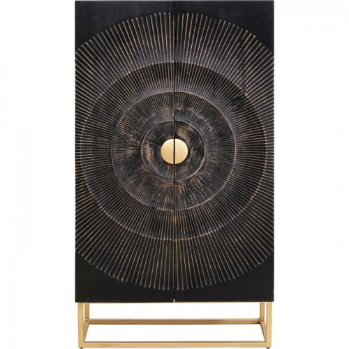 Decoratieve kast MADEIRA zwart met cirkelreliëf 140 cm KARE Design — volledig product tegen lichte achtergrond