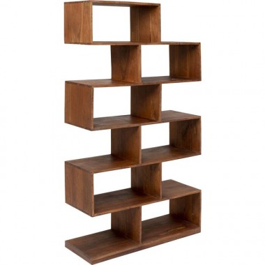 Staande boekenkast AUTHENTICO massief mangohout zigzag 180 cm KARE Design — vooraanzicht