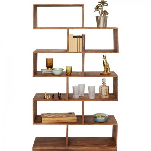 Freestanding shelf AUTHENTICO solid mango zigzag 180 cm KARE Design — second setting with non-included accessories