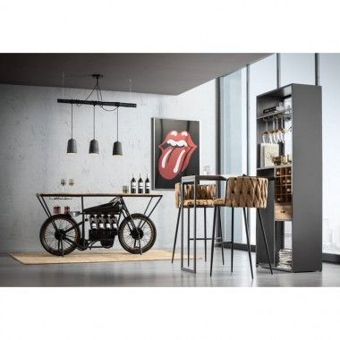 Bar cabinet with table VINOTECA black with integrated table KARE Design — front view 2