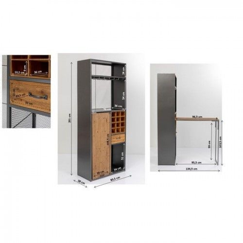 Gabinete de bar com mesa embutida de 201cm Vinoteca