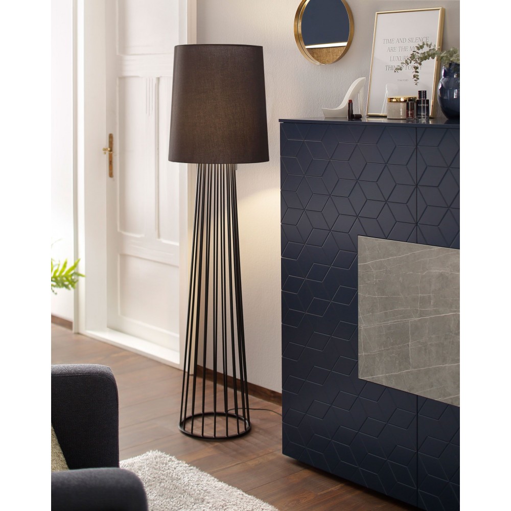MAILAND schwarze Textildesign-Stehleuchte 155 cm