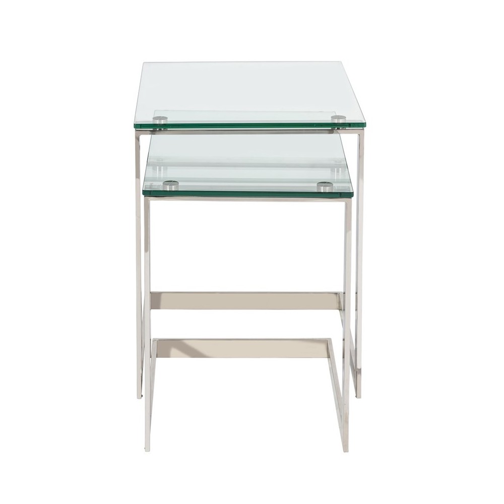 SET DE 2 TABLES D'APPOINTS VERRE ET CHROME NIDO TOMM CAMINO A CASA