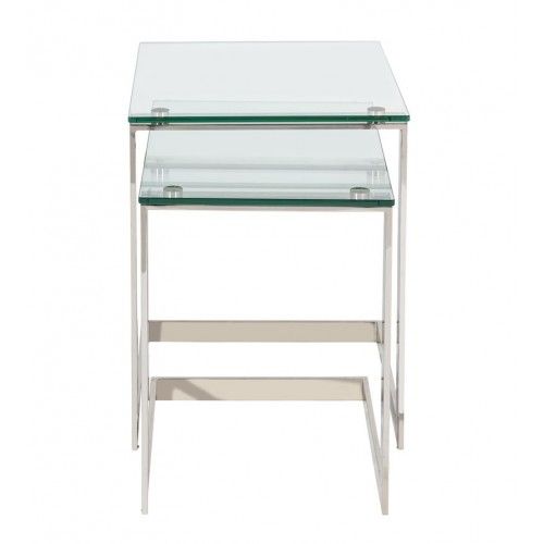 SET DE 2 TABLES D'APPOINTS VERRE ET CHROME NIDO TOMM CAMINO A CASA