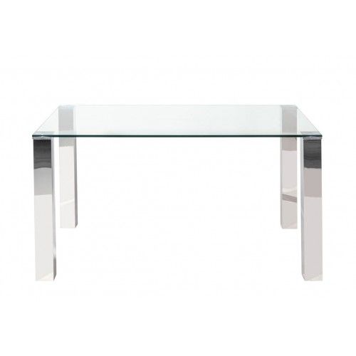 DINING TABLE 140 CM GLASS AND CHROME TOWER CAMINO A CASA