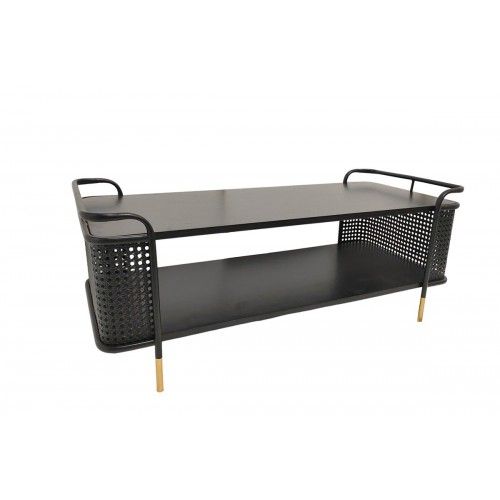 Mesa de centro 2 Prateleiras Preto ouro 110 cm palazzo