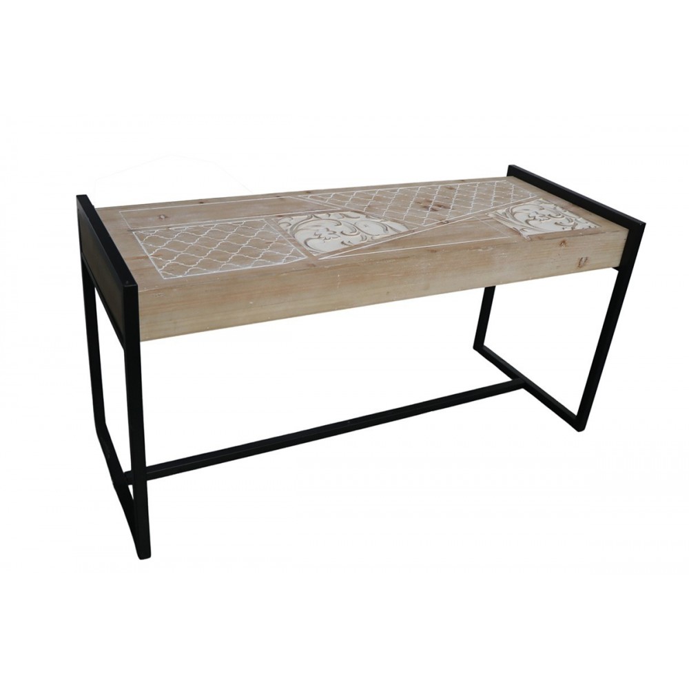 Mesa de centro esculpida padrões 105 cm mandala