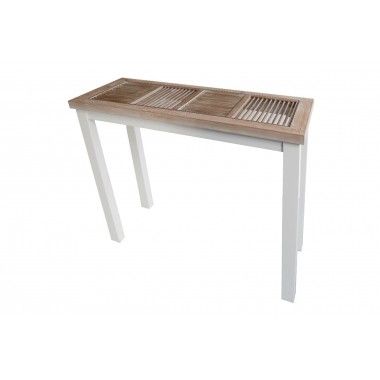 Rodas de madeira do console e metal branco 90 cm de origem
