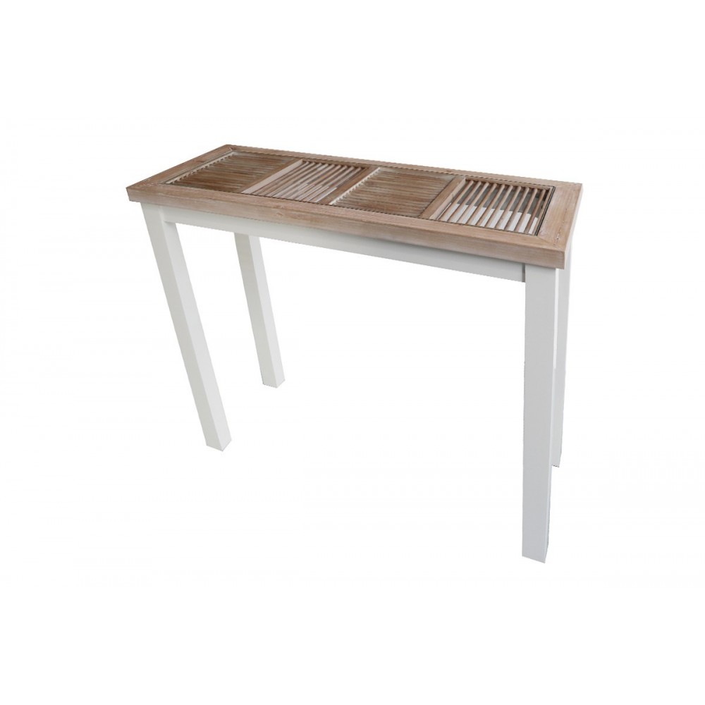 Rodas de madeira do console e metal branco 90 cm de origem