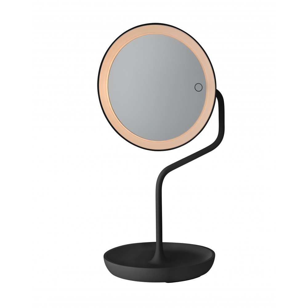 Espelho de aumento LED VERSAILLES preto Villeroy & Boch — vista frontal e silhueta completa