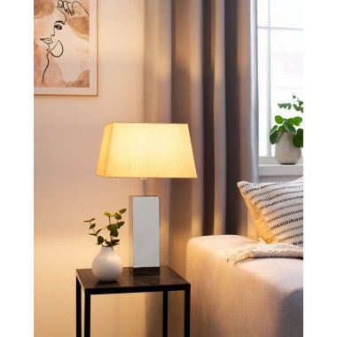 Lâmpada de mesa de têxteis bege 53 cm Prag 2