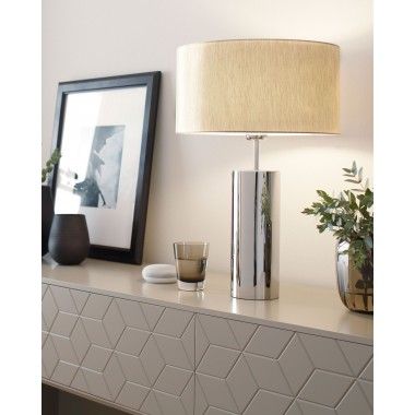 Base de lâmpada de mesa redonda têxtil bege 53 cm Prag 2