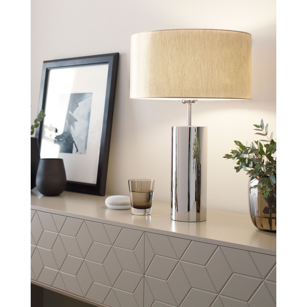 Base de lâmpada de mesa redonda têxtil bege 53 cm Prag