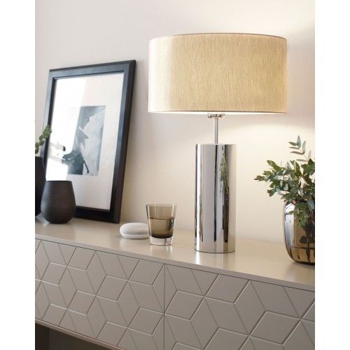 Base de lâmpada de mesa redonda têxtil bege 53 cm Prag