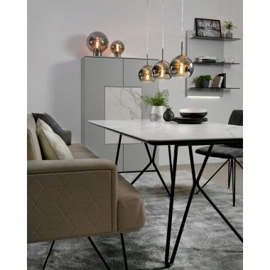 Vidro fumado e lâmpada de mesa de metal de cetim 36 cm Tokio 2