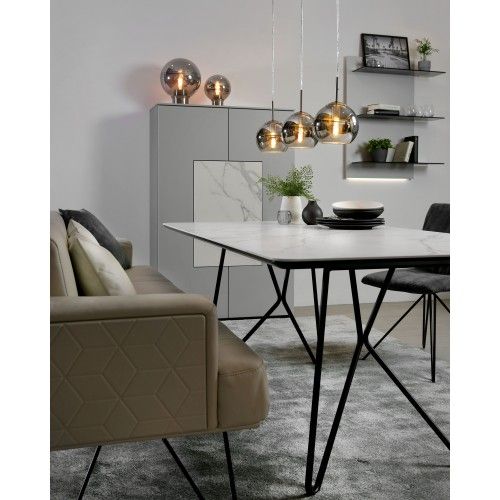Vidro fumado e lâmpada de mesa de metal de cetim 36 cm Tokio