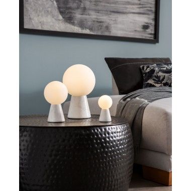 Lâmpada de mesa de vidro e mármore branco 30 cm Carrara 2