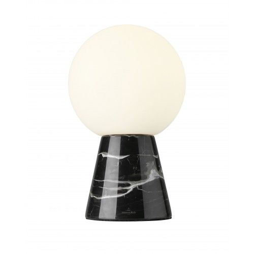 Lâmpada de mesa de vidro branco e mármore preto 30 cm Carrara