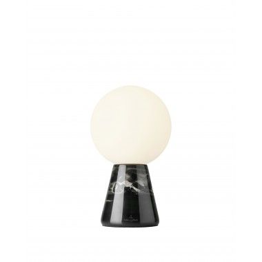 Candeeiro de mesa de vidro branco e mármore preto 20 cm CARRARA