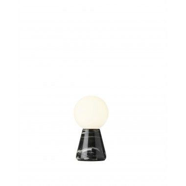 Lâmpada de mesa de vidro branco e mármore preto 13 cm carrara
