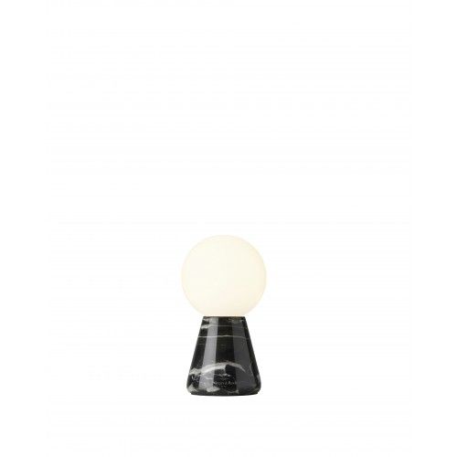 Lâmpada de mesa de vidro branco e mármore preto 13 cm carrara