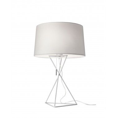 Textile table lamp and white metal 55 cm New York