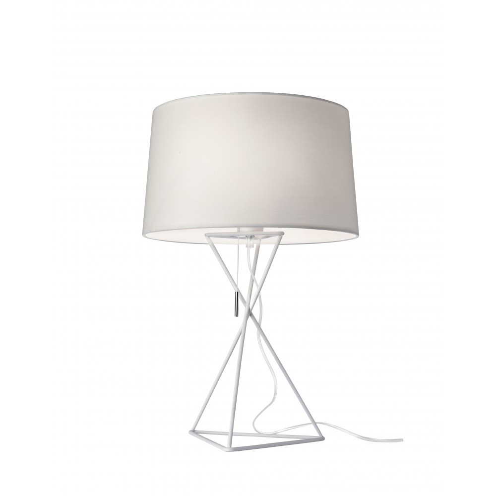 Textile table lamp and white metal 55 cm New York