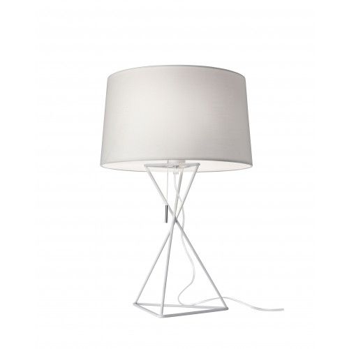 Textile table lamp and white metal 55 cm New York