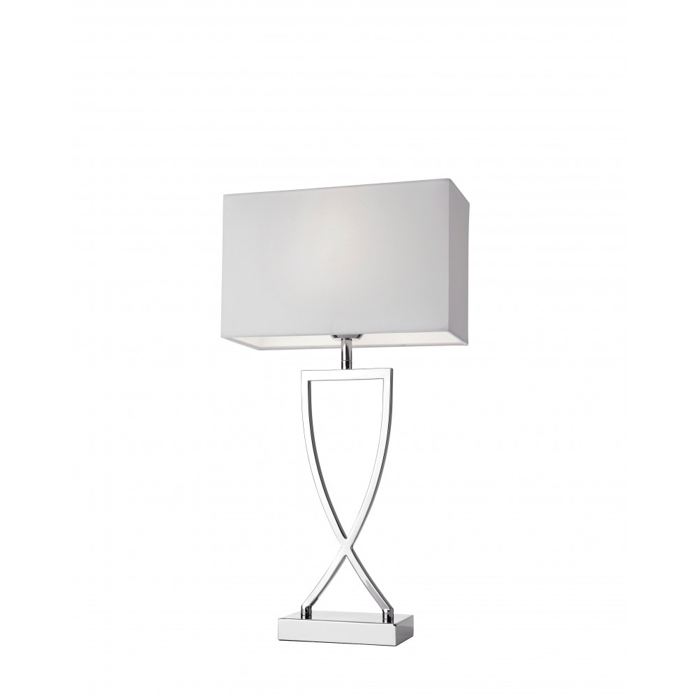 Textiltischlampe weiß verchromt Metall 52 cm TOULOUSE